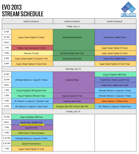 EVO 2013 Schedule