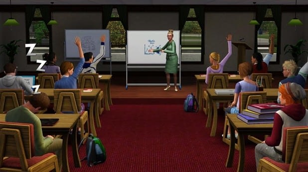 The Sims 3 University Life classroom