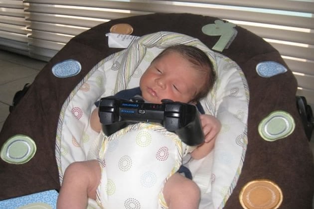 Baby playing PS3