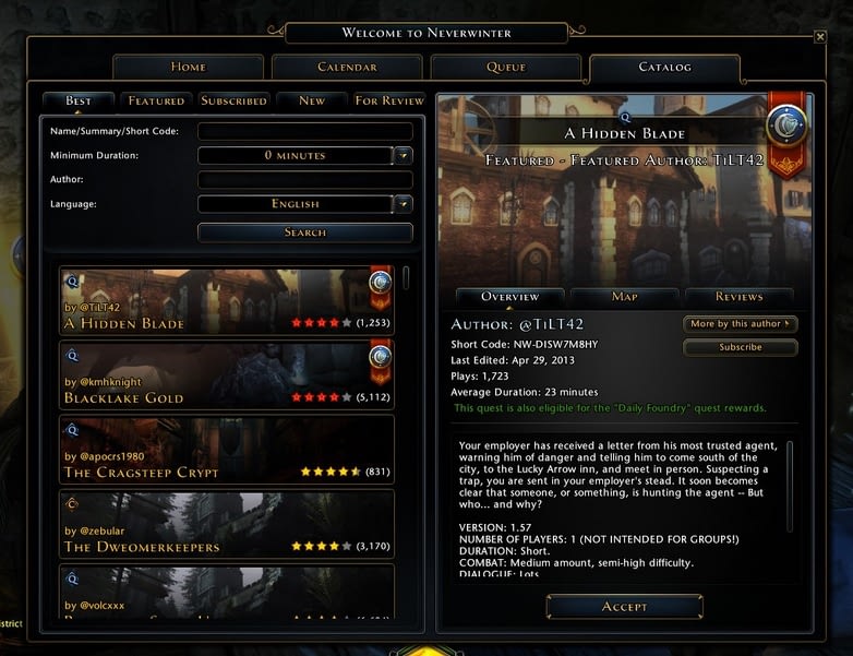 Neverwinter Foundry Quests